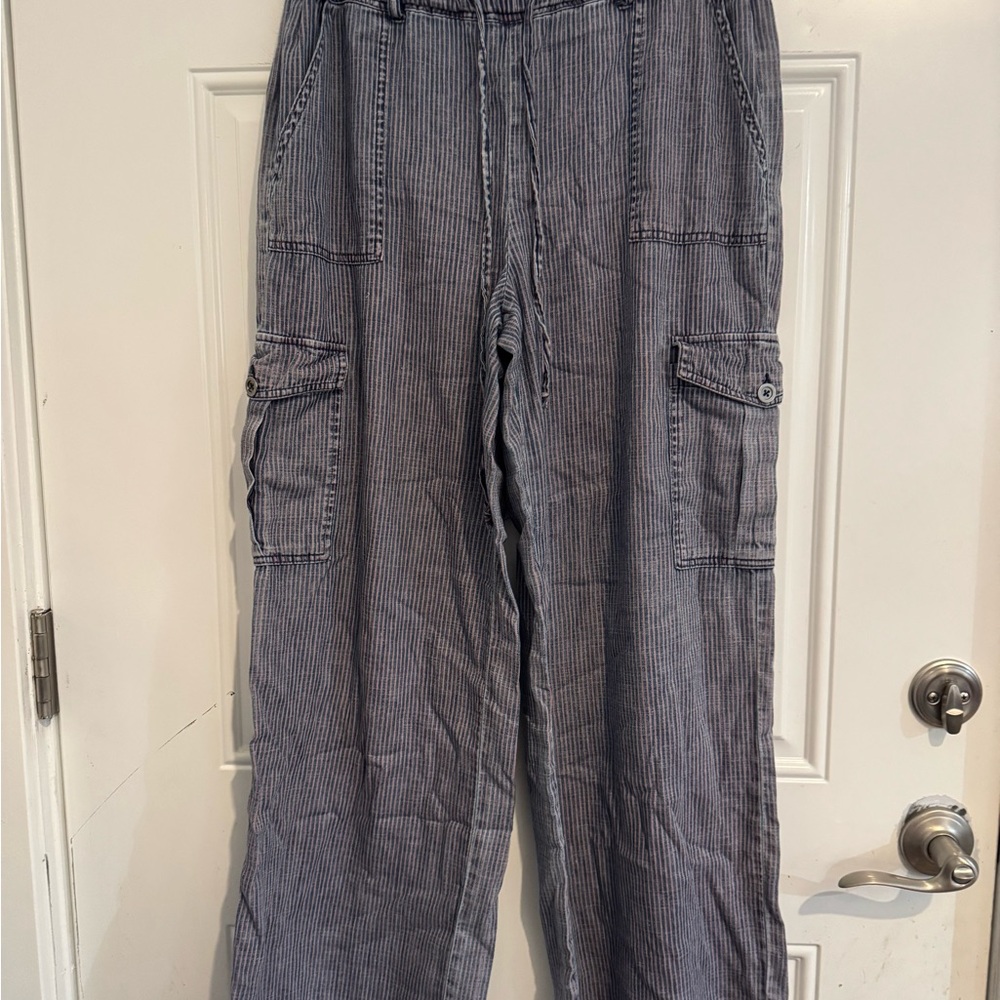 Super Soft Billy T Railroad Stripe cargo pants pink blue stripe size Med - Picture 5 of 9
